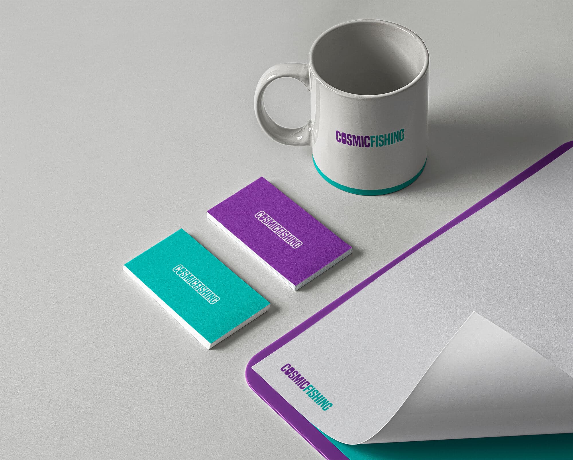 Cosmic Fishing Theatre branding mockup