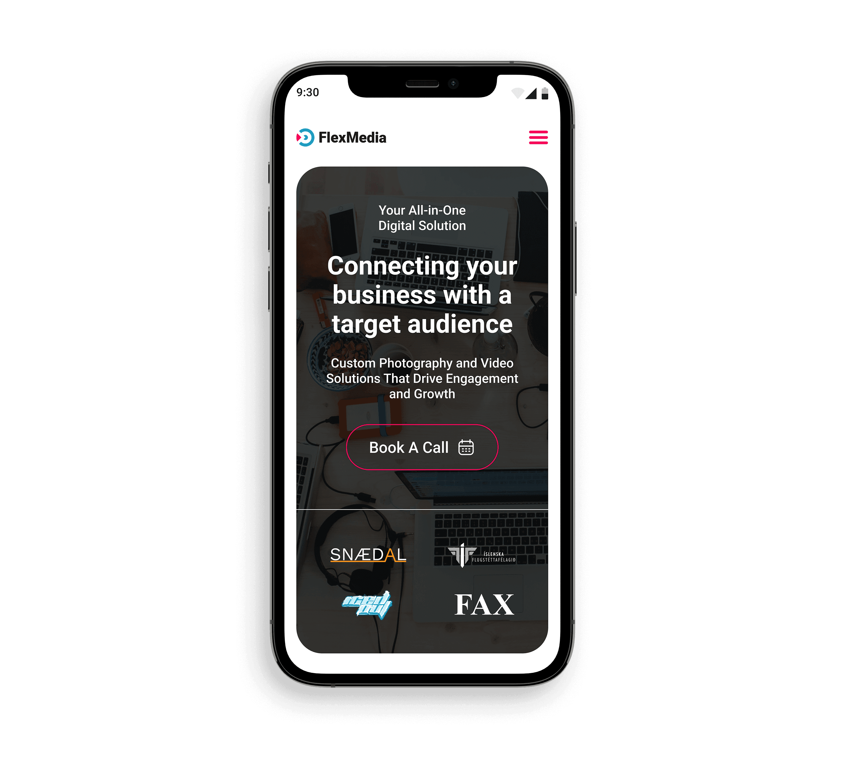 Flex Media website mobile mockup